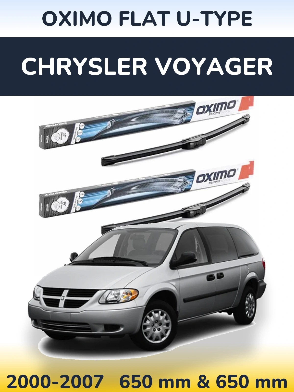 Komplet przednich wycieraczek Oximo Flat U-type 650 & 650 mm do Chrysler Voyager 2000-2007