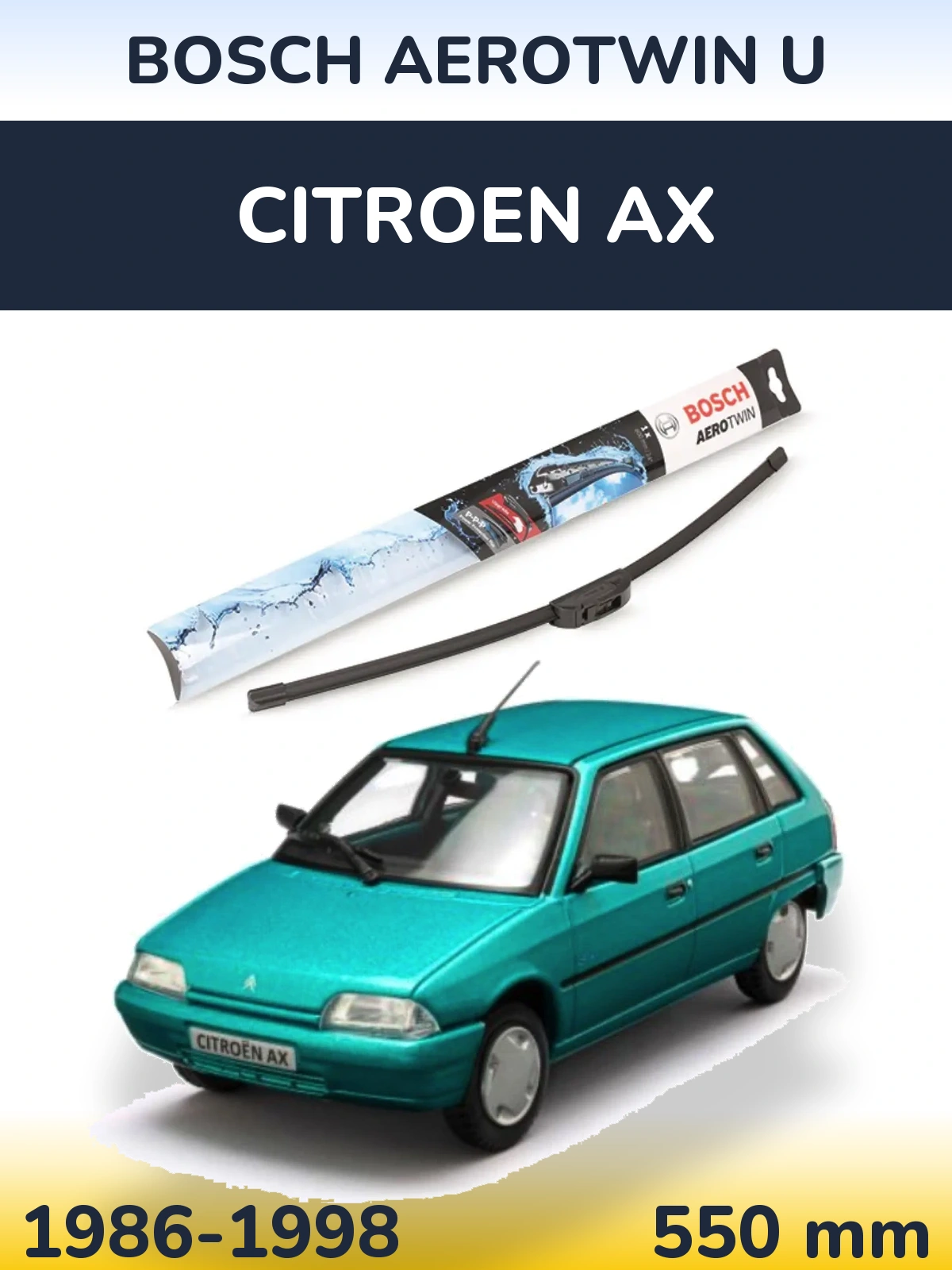 Передний дворник BOSCH AeroTwin U 550 мм для Citroen AX 1986-1998