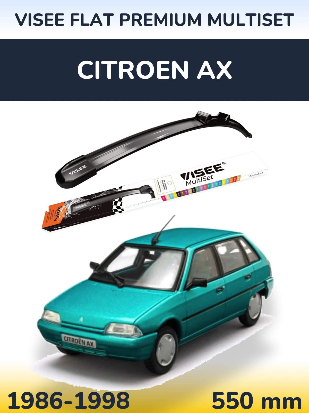 Передний дворник VISEE FLAT PREMIUM MultiSet 550 мм для Citroen AX 1986-1998