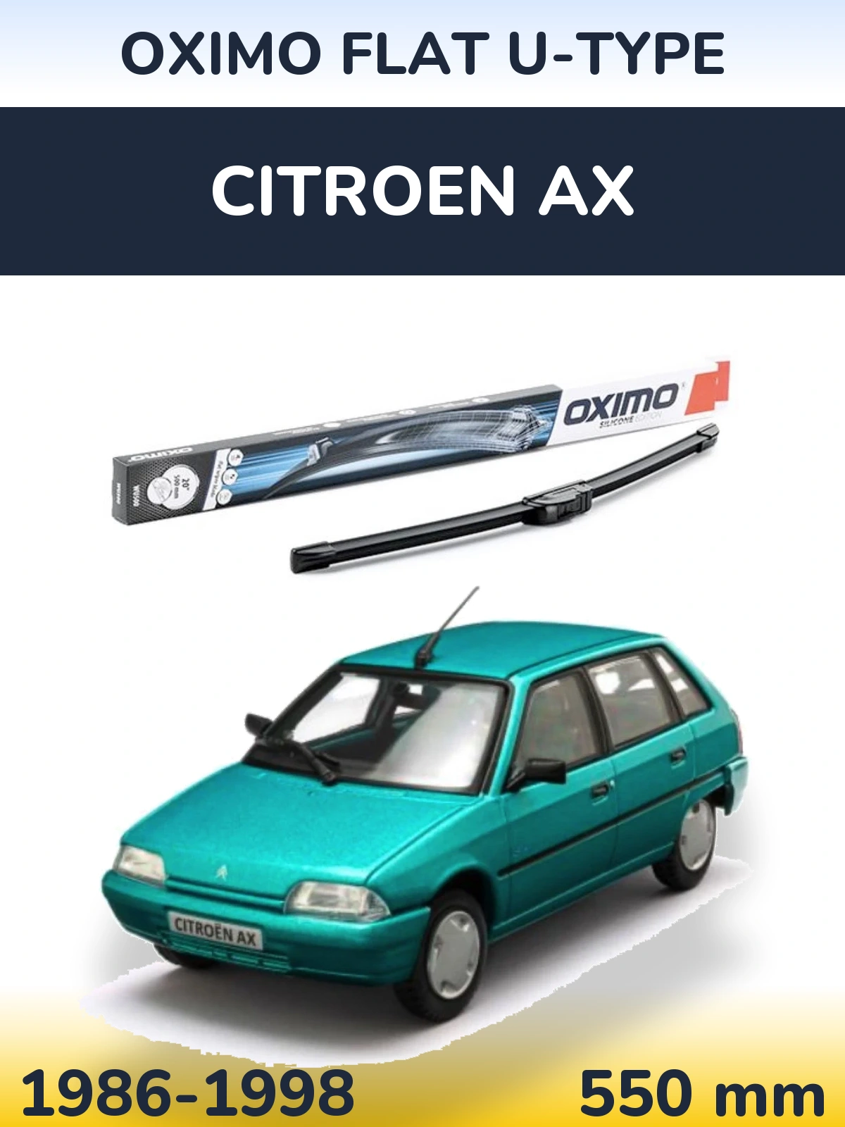 Przednia wycieraczka Oximo Flat U-type 550 mm do Citroen AX 1986-1998