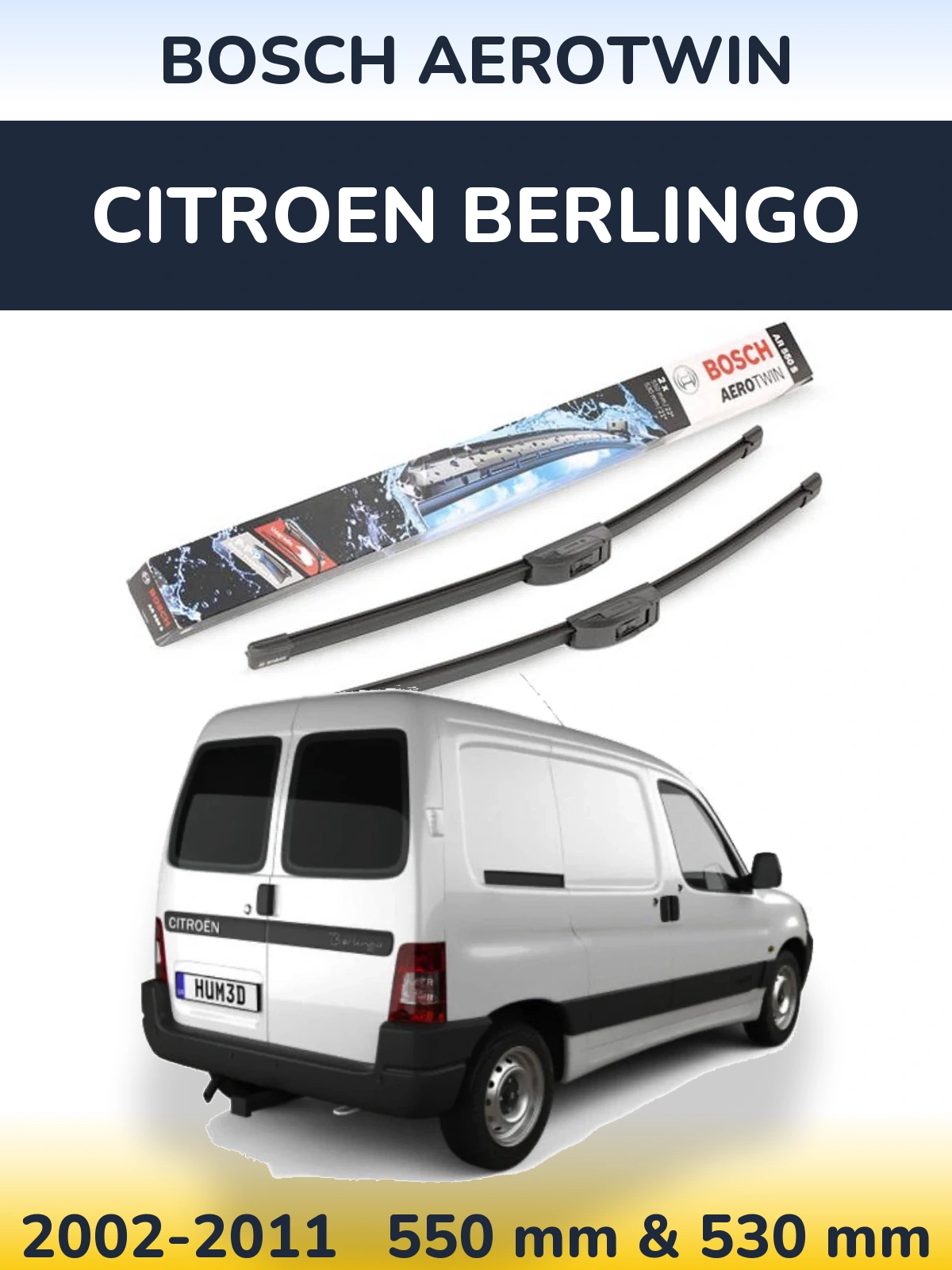 Komplet przednich wycieraczek BOSCH AeroTwin 550 & 530 mm do Citroen Berlingo 2002-2011