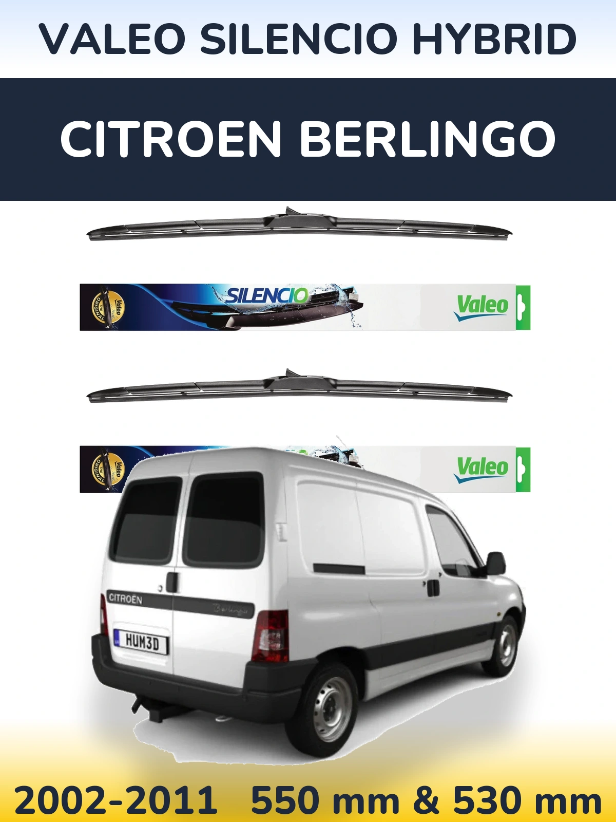 Комплект передних дворников Valeo Silencio Hybrid 550 & 530 мм для Citroen Berlingo 2002-2011