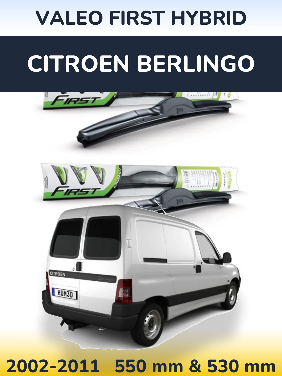 Komplet przednich wycieraczek Valeo First Hybrid 550 & 530 mm do Citroen Berlingo 2002-2011