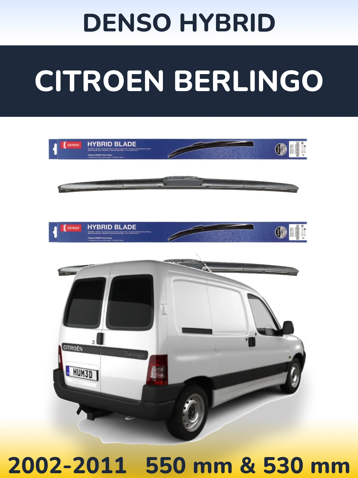 Komplet przednich wycieraczek Denso Hybrid 550 & 530 mm do Citroen Berlingo 2002-2011