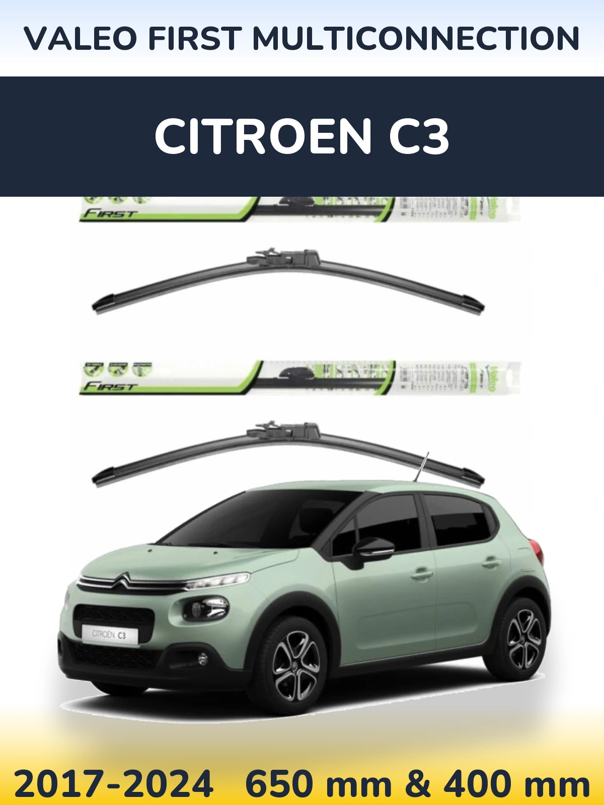 Komplet przednich wycieraczek Valeo First MultiConnection 650 & 400 mm do Citroen C3 2017-2024