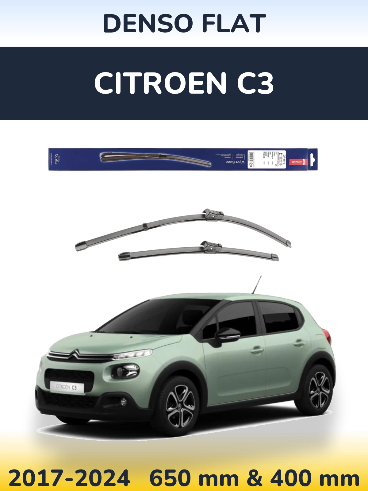 Komplet przednich wycieraczek Denso Flat 650 & 400 mm do Citroen C3 2017-2024
