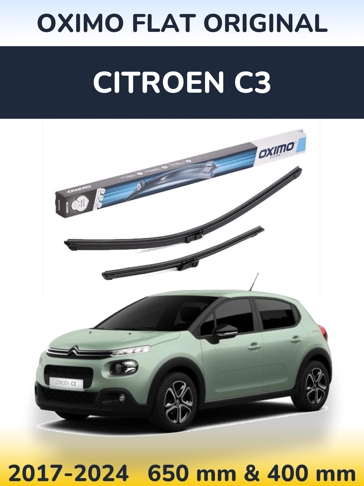 Komplet przednich wycieraczek Oximo Flat Original 650 & 400 mm do Citroen C3 2017-2024