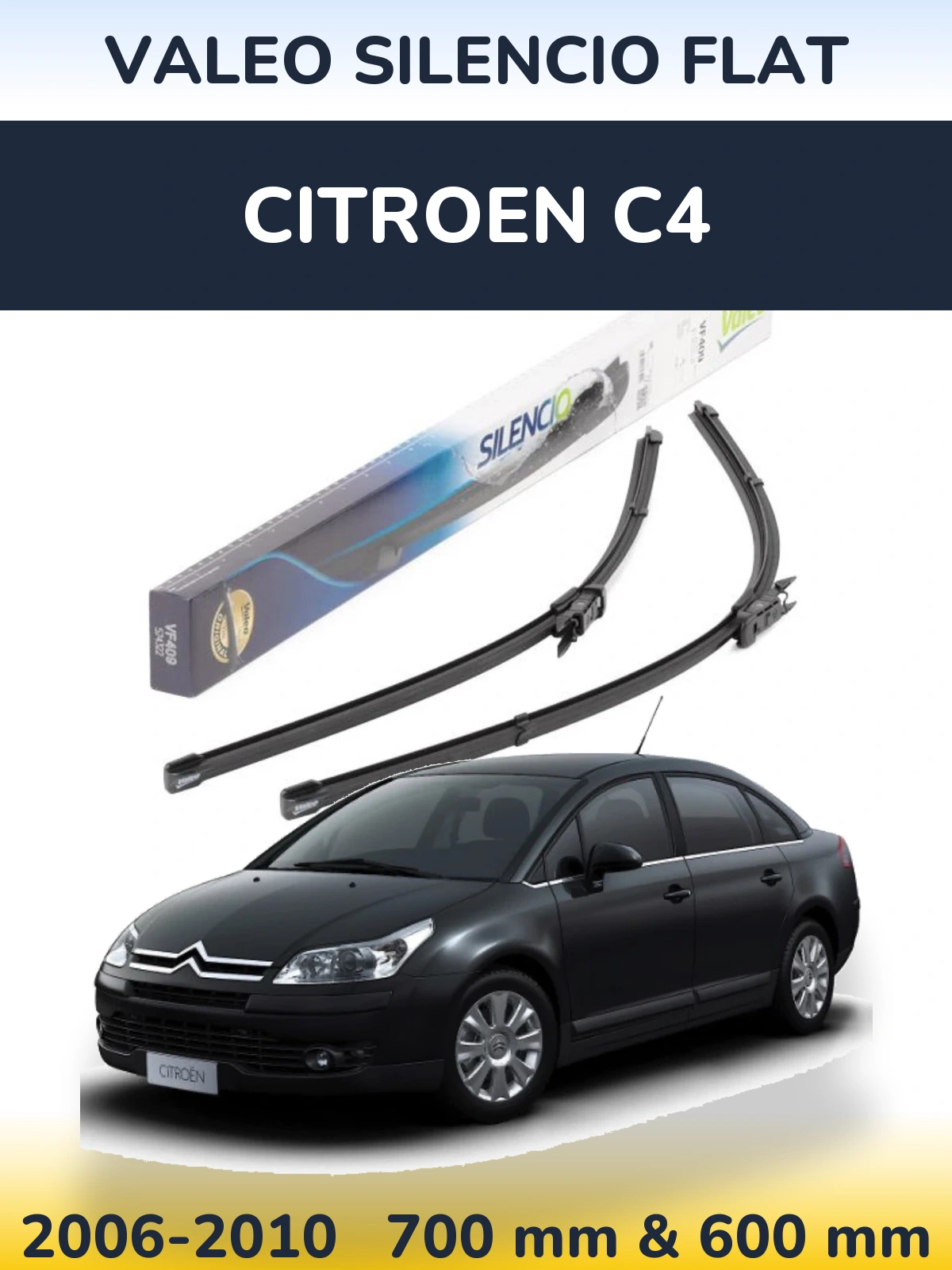 Komplet przednich wycieraczek Valeo Silencio Flat 700 & 600 mm do Citroen C4 2006-2010