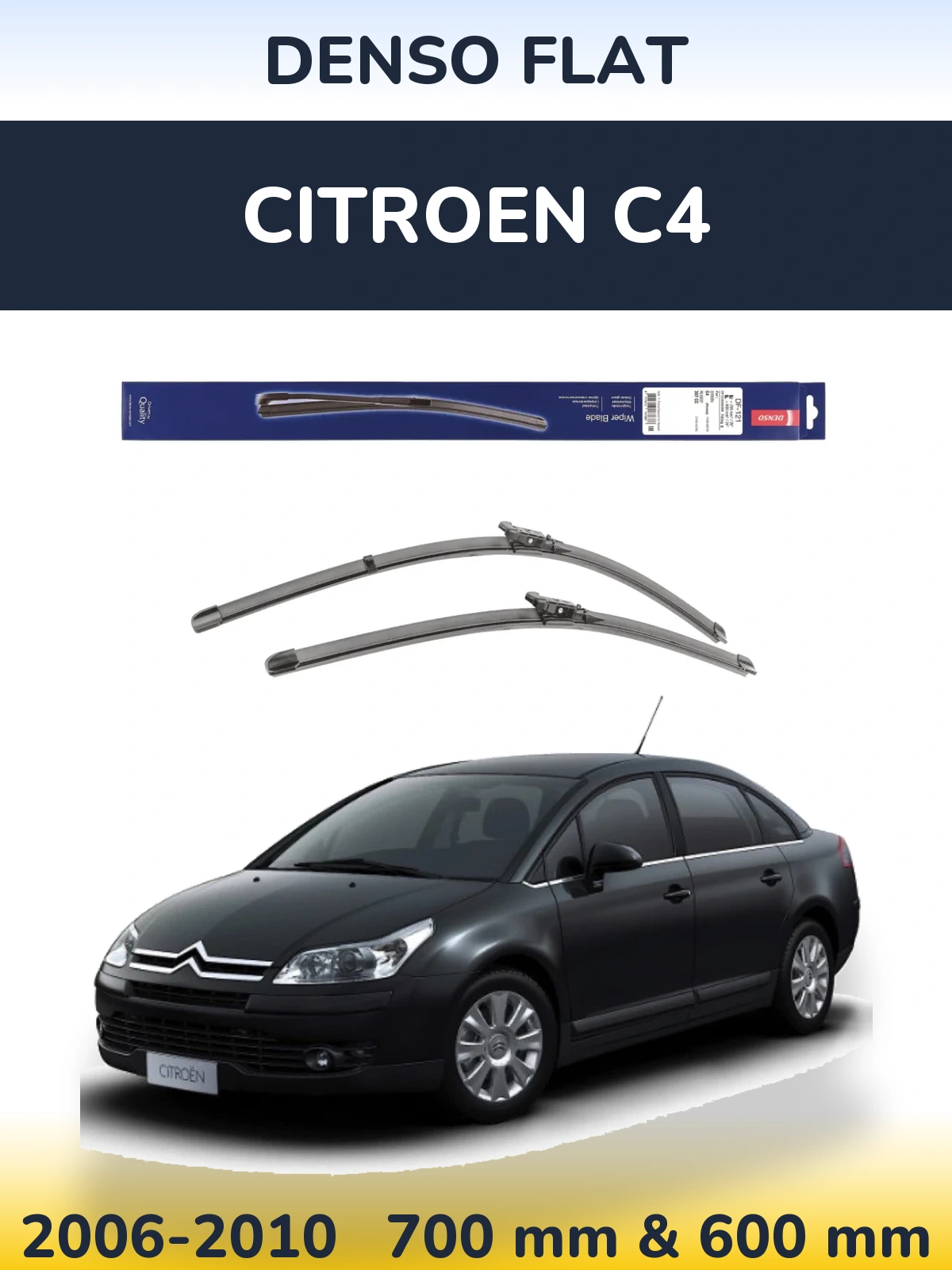 Komplet przednich wycieraczek Denso Flat 700 & 600 mm do Citroen C4 2006-2010