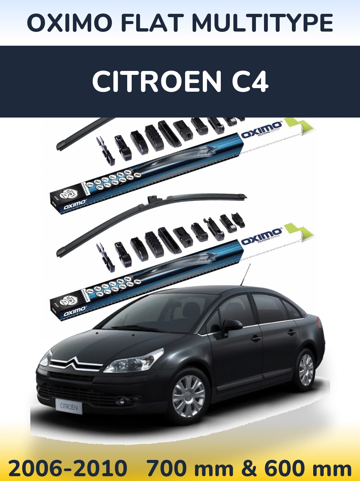 Komplet przednich wycieraczek Oximo Flat MultiType 700 & 600 mm do Citroen C4 2006-2010
