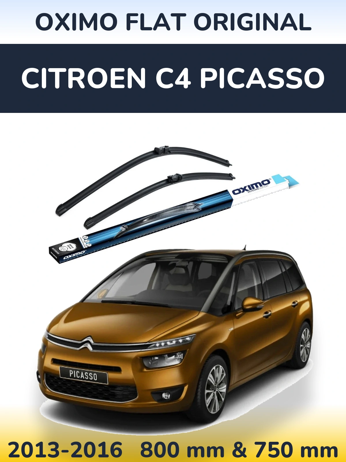 Front wiper blade set Oximo Flat Original 800 & 750 mm for Citroen C4 Picasso 2013-2016