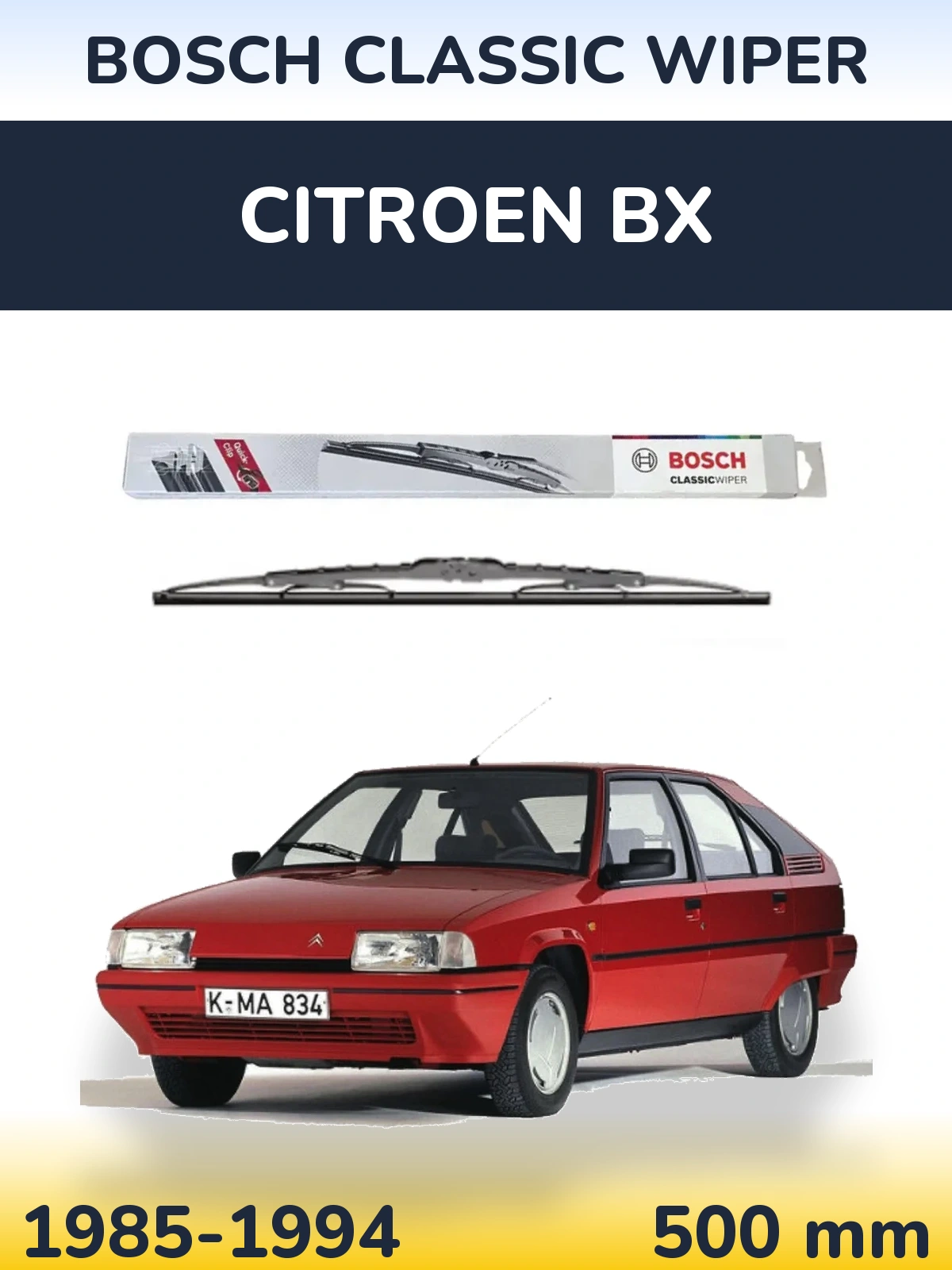 Przednia wycieraczka BOSCH Classic Wiper 500 mm do Citroen BX 1985-1994