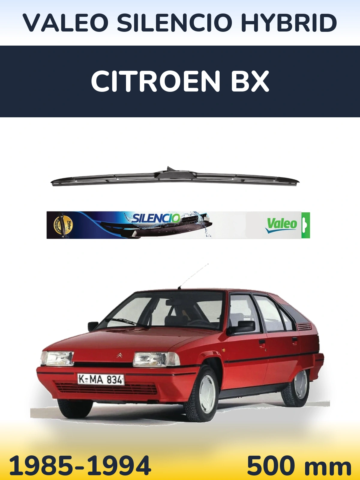 Przednia wycieraczka Valeo Silencio Hybrid 500 mm do Citroen BX 1985-1994