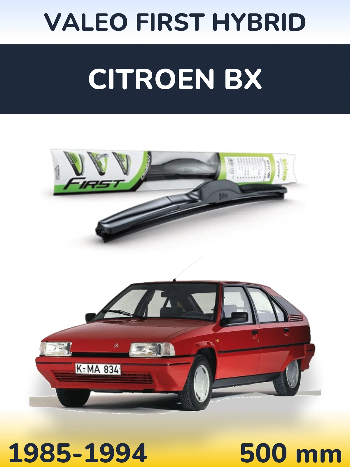 Przednia wycieraczka Valeo First Hybrid 500 mm do Citroen BX 1985-1994