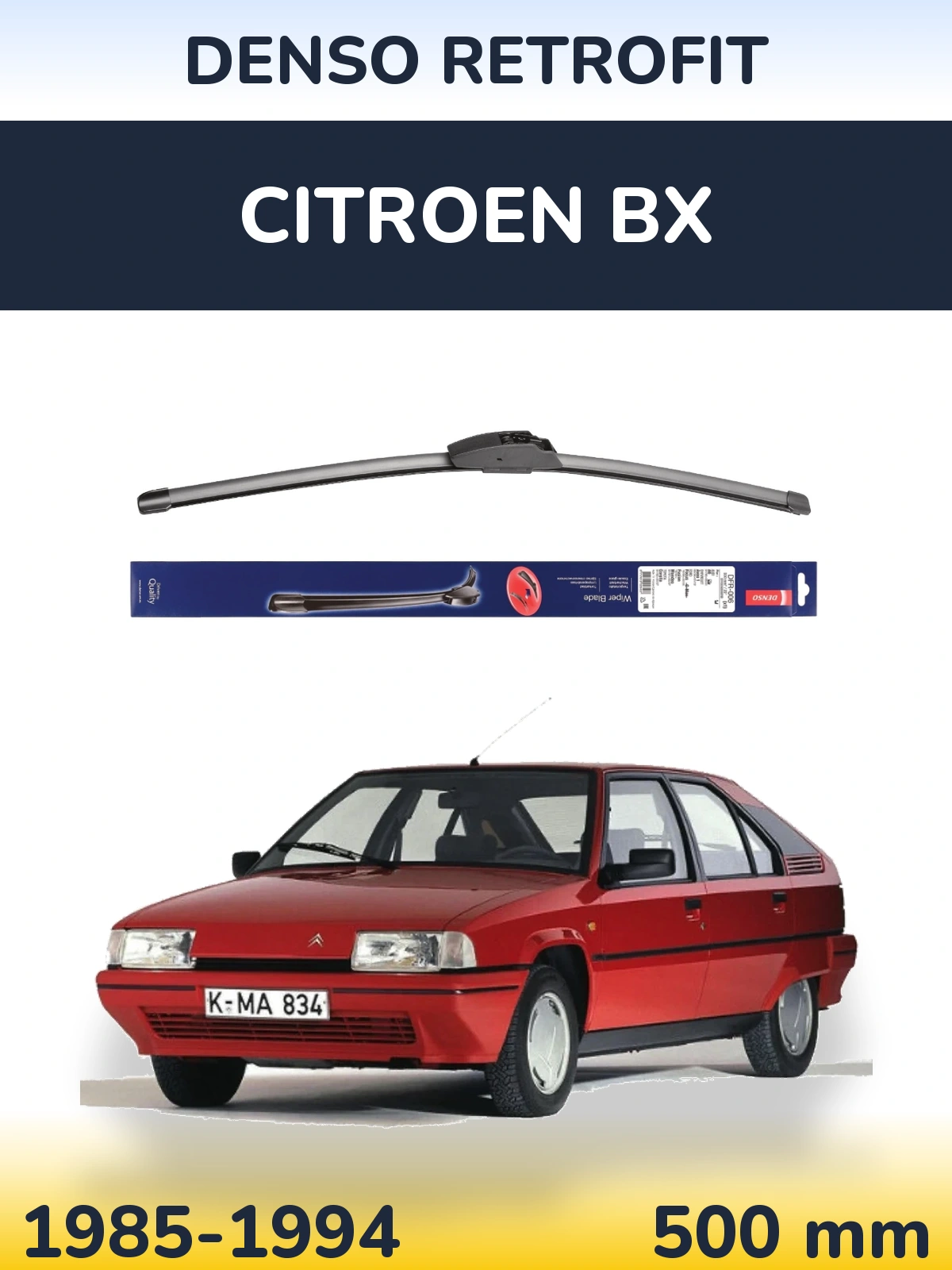 Przednia wycieraczka Denso Retrofit 500 mm do Citroen BX 1985-1994