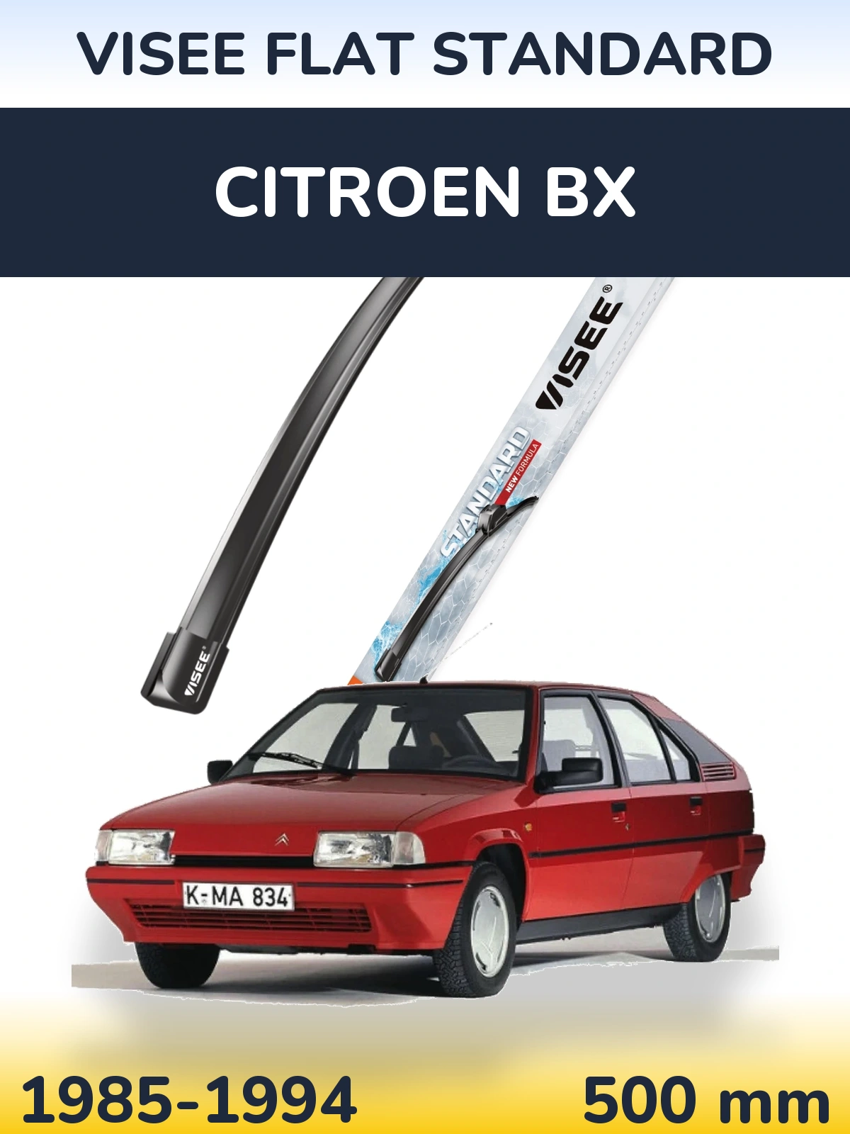 Przednia wycieraczka VISEE FLAT STANDARD 500 mm do Citroen BX 1985-1994