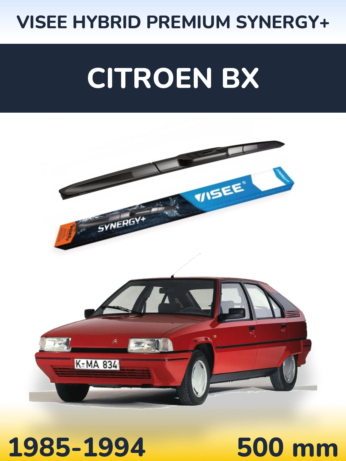 Przednia wycieraczka VISEE HYBRID PREMIUM SYNERGY+ 500 mm do Citroen BX 1985-1994