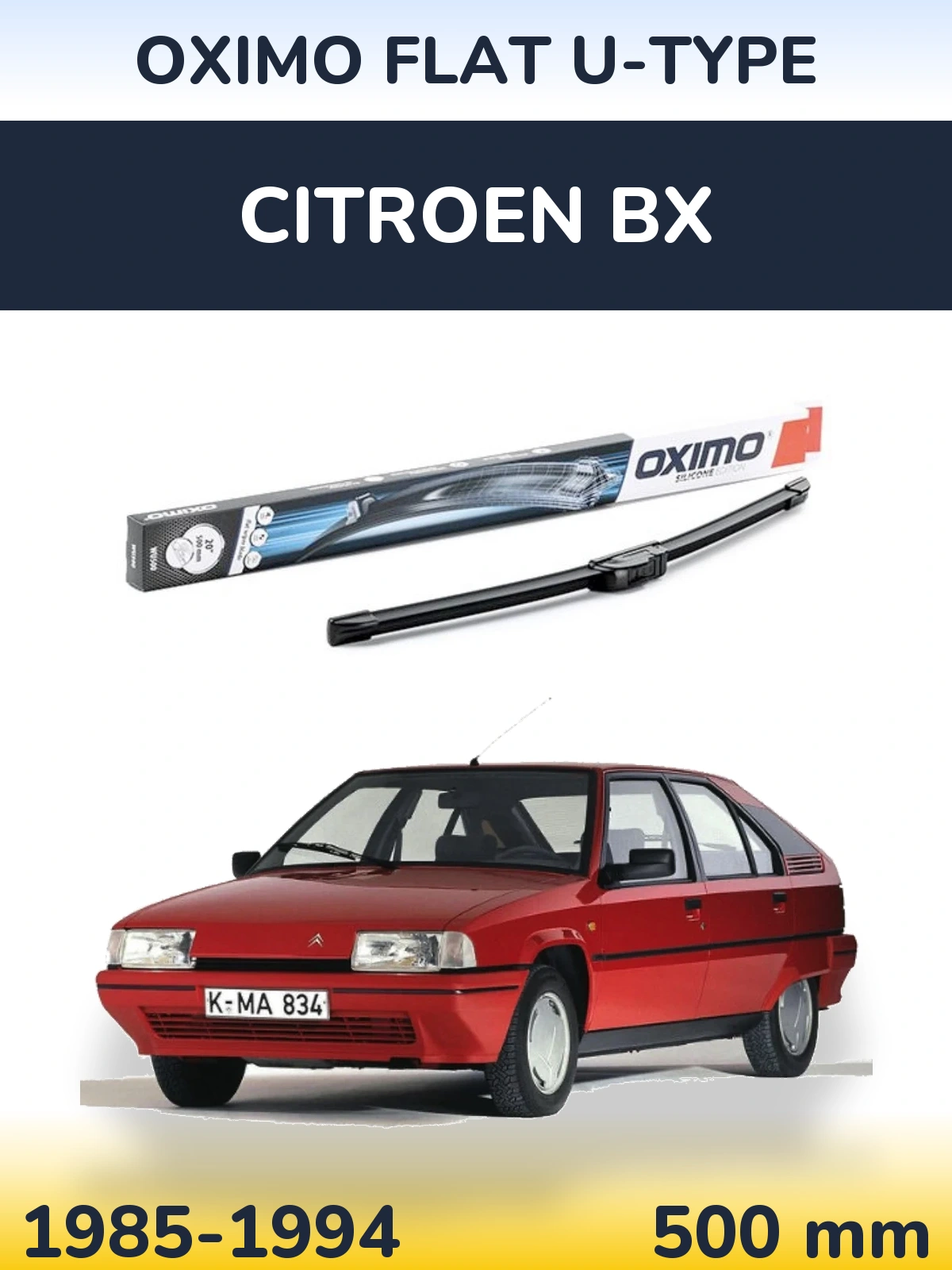 Przednia wycieraczka Oximo Flat U-type 500 mm do Citroen BX 1985-1994