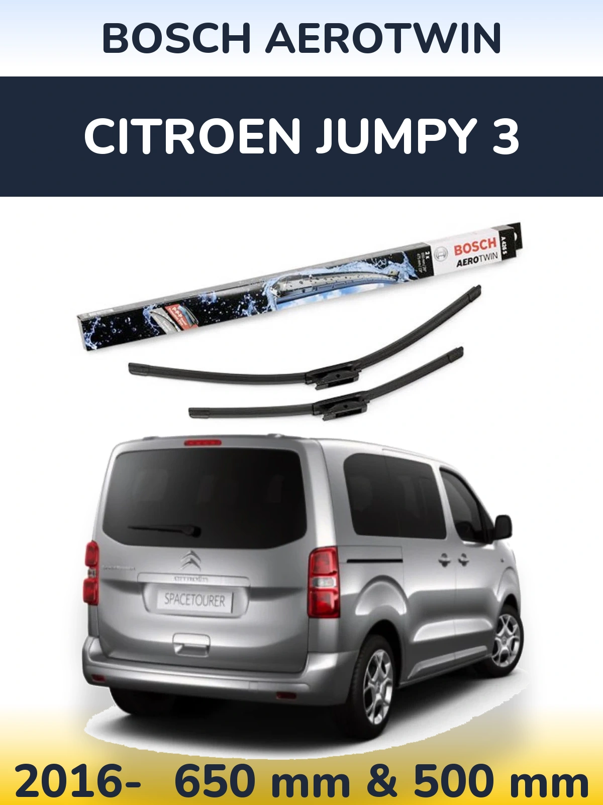 Komplet przednich wycieraczek BOSCH AeroTwin 650 & 475 mm do Citroen Jumpy 3 2016-2026