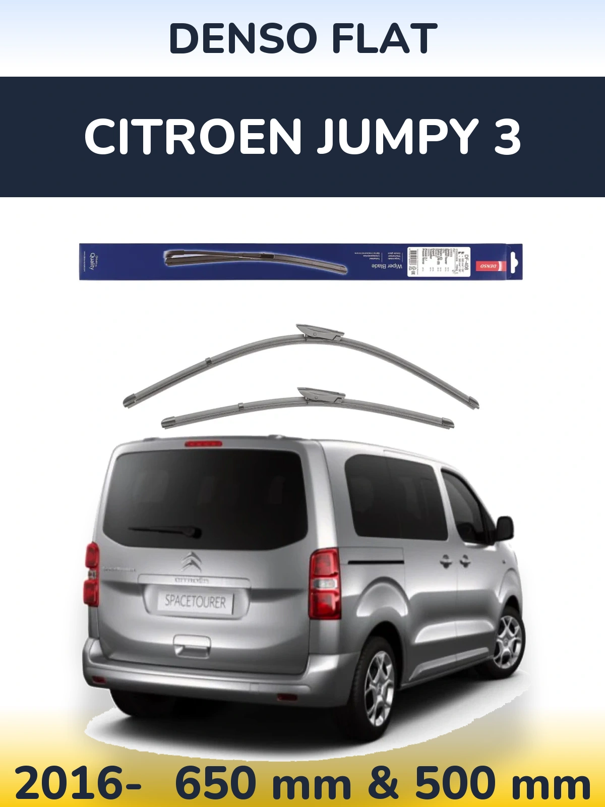 Komplet przednich wycieraczek Denso Flat 650 & 500 mm do Citroen Jumpy 3 2016-2026