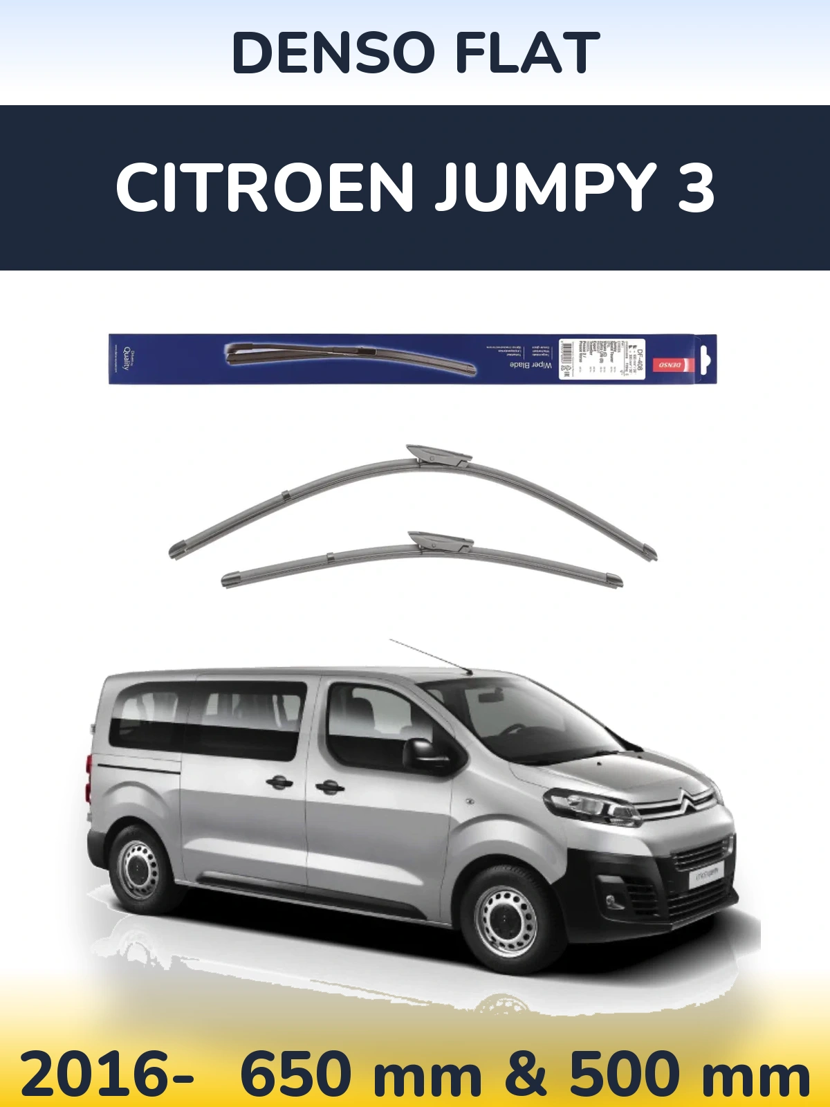 Komplet przednich wycieraczek Denso Flat 650 & 500 mm do Citroen Jumpy 3 2016-2026
