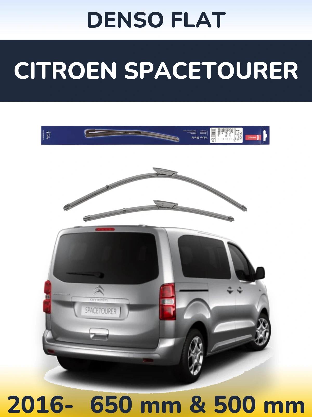 Комплект передних дворников Denso Flat 650 & 500 мм для Citroen SpaceTourer 2016-2026