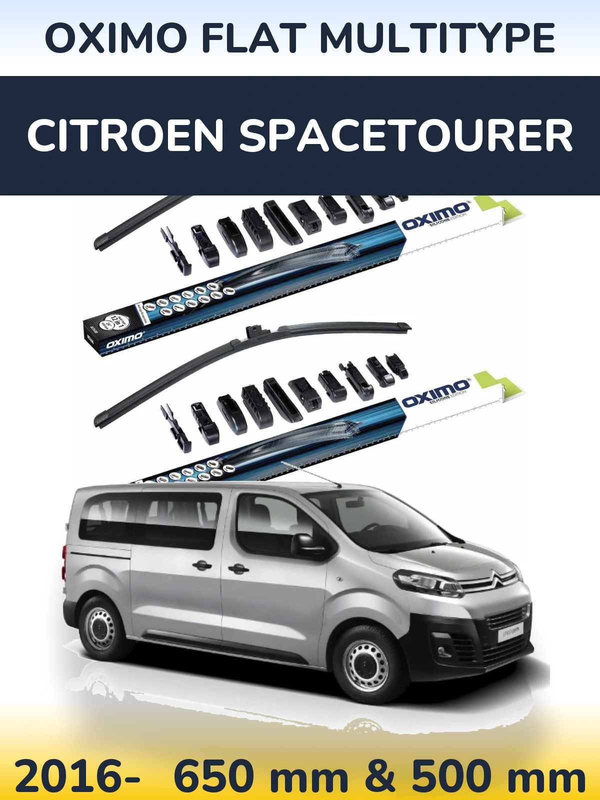 Komplet przednich wycieraczek Oximo Flat MultiType 650 & 500 mm do Citroen SpaceTourer 2016-2026