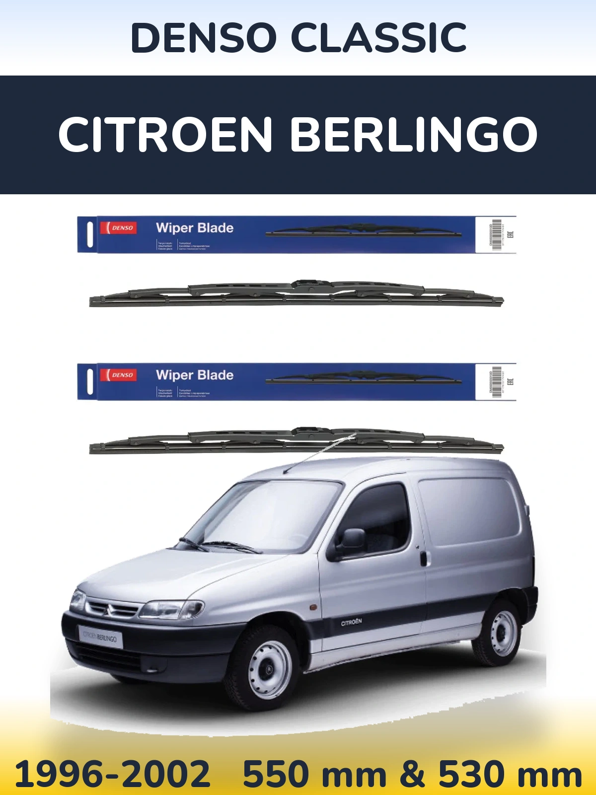 Komplet przednich wycieraczek Denso Classic 550 & 530 mm do Citroen Berlingo 1996-2002
