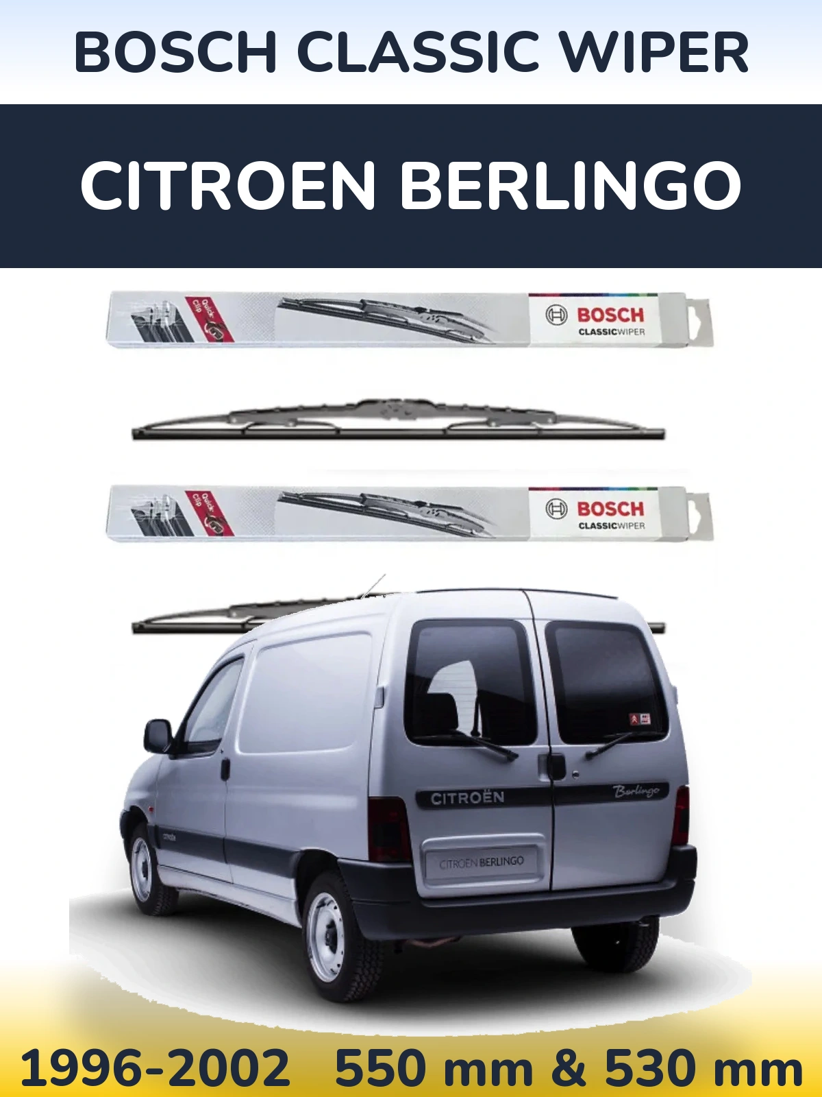 Komplet przednich wycieraczek BOSCH Classic Wiper 550 & 530 mm do Citroen Berlingo 1996-2002