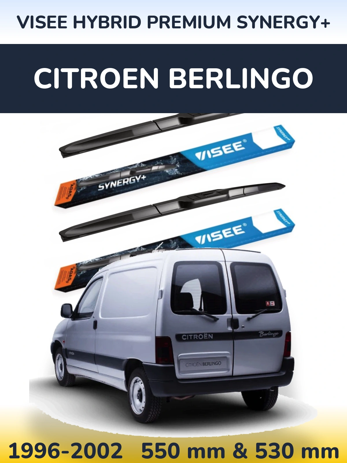 Komplet przednich wycieraczek VISEE HYBRID PREMIUM SYNERGY+ 550 & 530 mm do Citroen Berlingo 1996-2002