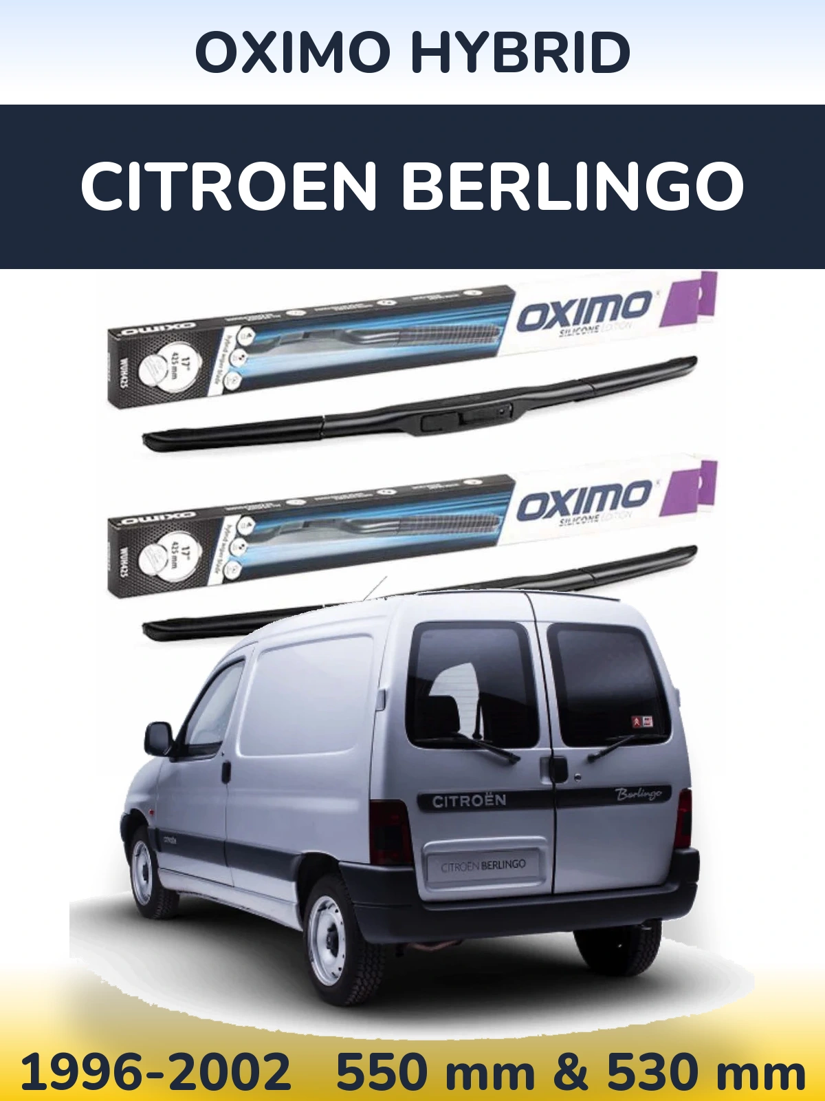 Komplet przednich wycieraczek Oximo Hybrid 550 & 530 mm do Citroen Berlingo 1996-2002