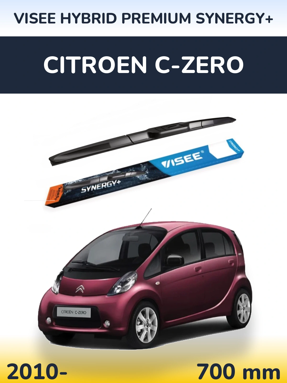 Передний дворник VISEE HYBRID PREMIUM SYNERGY+ 700 мм для Citroen C-Zero 2010-2026
