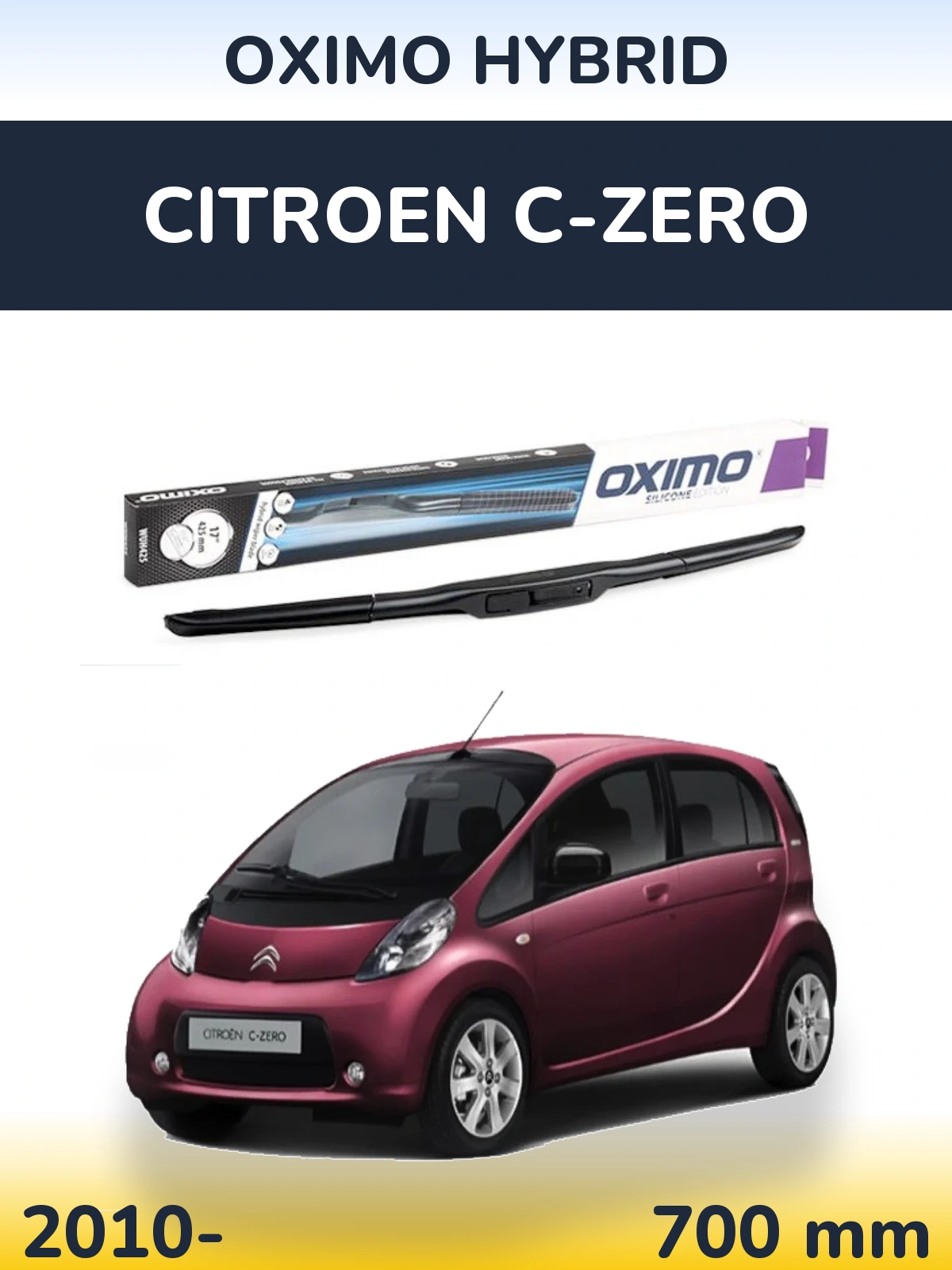 Передний дворник Oximo Hybrid 700 мм для Citroen C-Zero 2010-2026