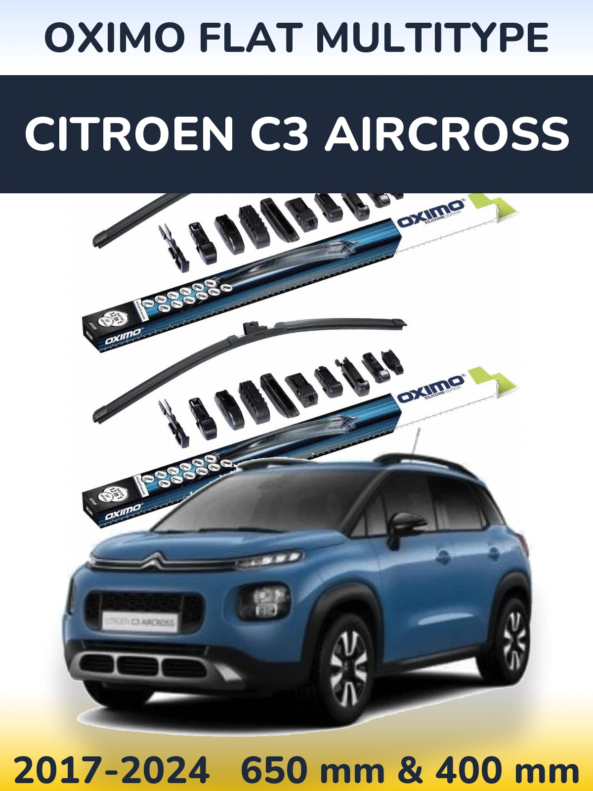 Komplet przednich wycieraczek Oximo Flat MultiType 650 & 400 mm do Citroen C3 Aircross 2017-2024