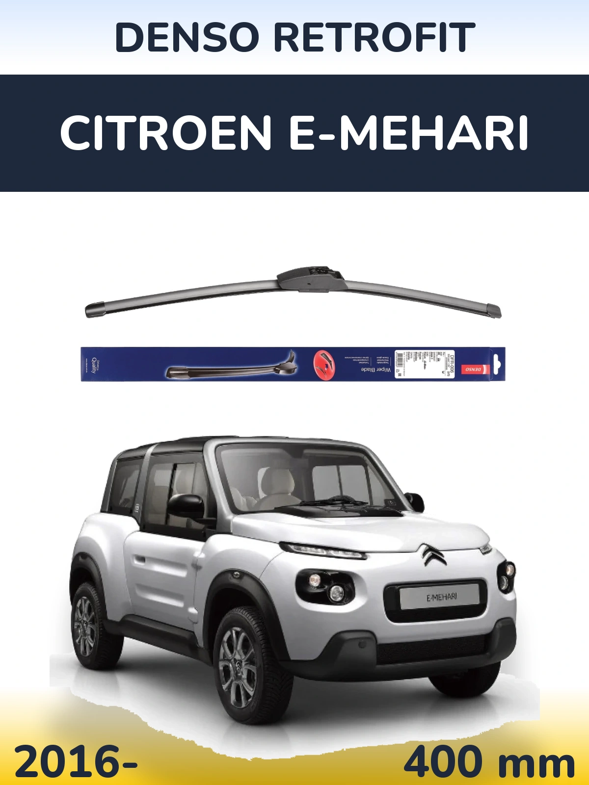 Przednia wycieraczka Denso Retrofit 400 mm do Citroen E-Mehari 2016-2026