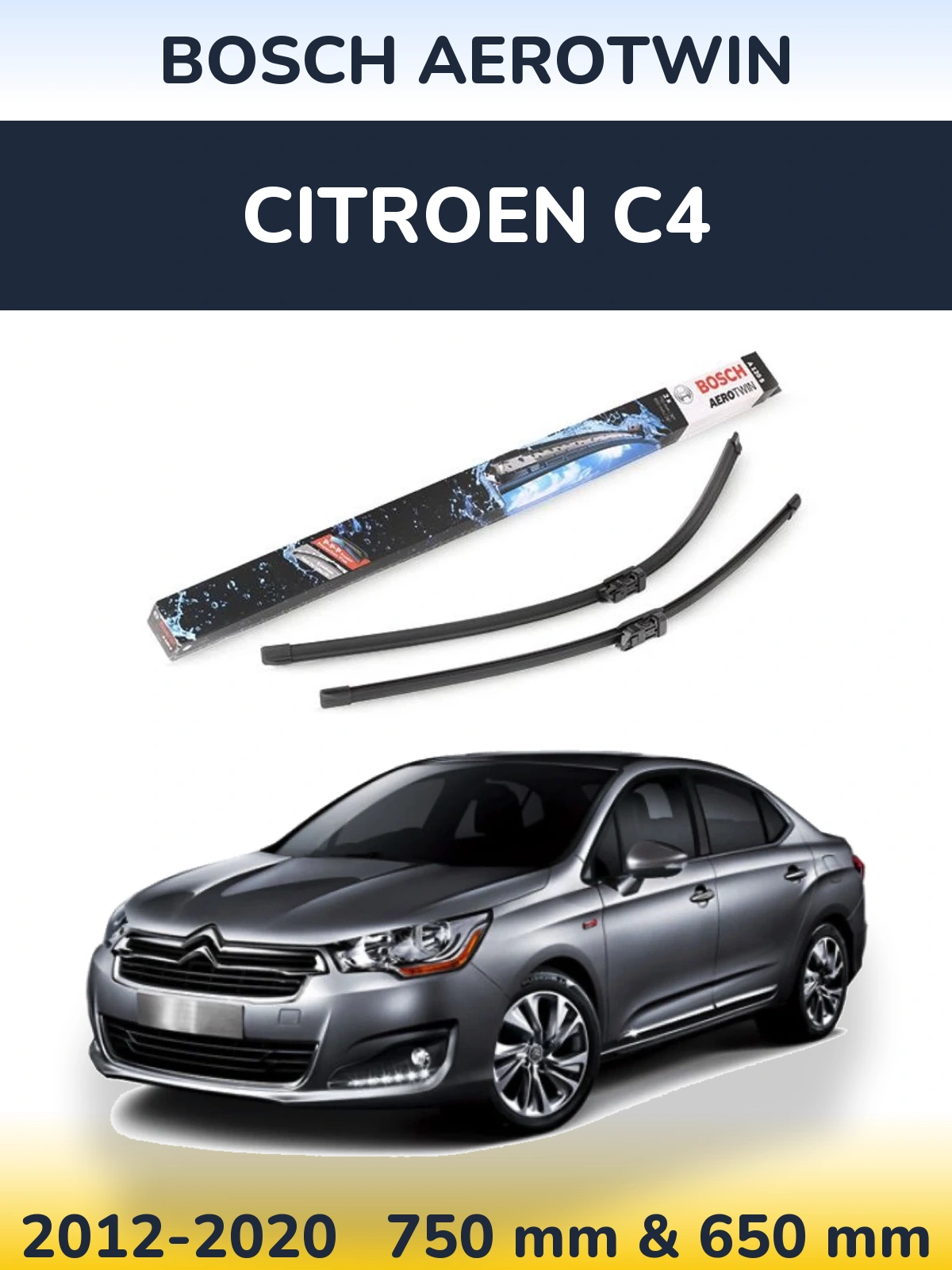 Komplet przednich wycieraczek BOSCH AeroTwin 750 & 650 mm do Citroen C4 2012-2020