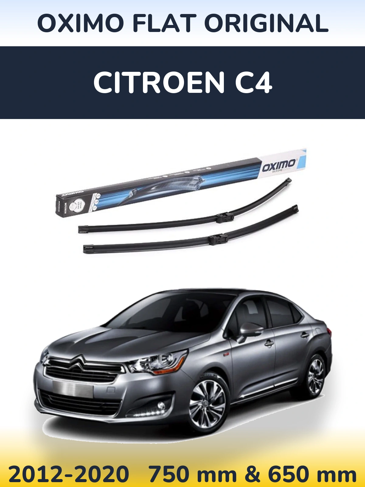 Komplet przednich wycieraczek Oximo Flat Original 750 & 650 mm do Citroen C4 2012-2020