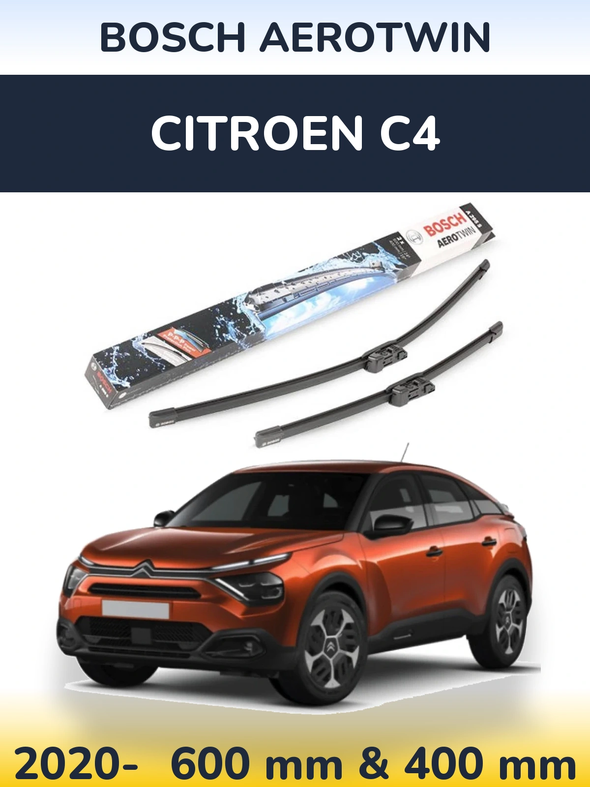 Komplet przednich wycieraczek BOSCH AeroTwin 600 & 400 mm do Citroen C4 2020-2026