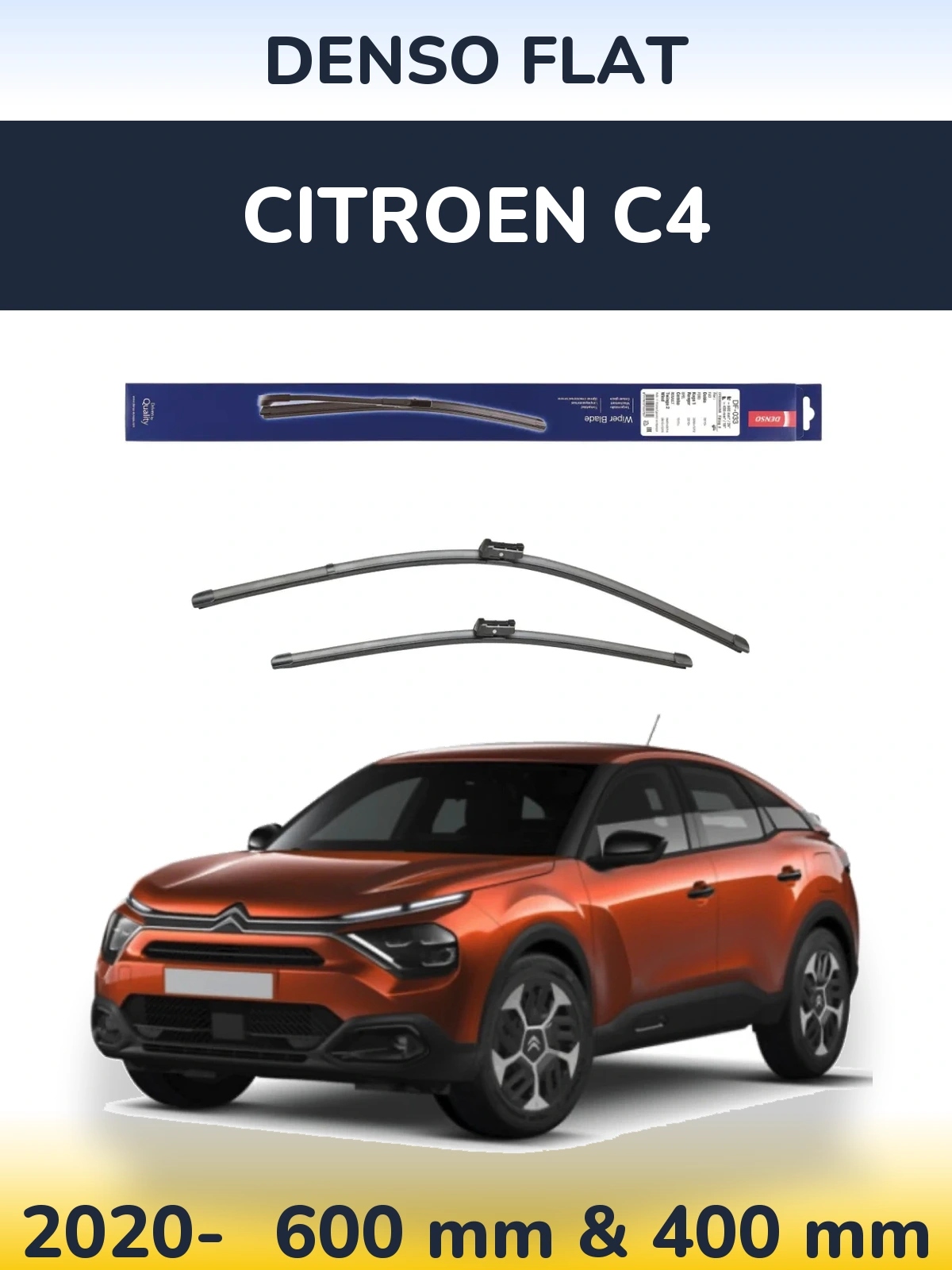 Komplet przednich wycieraczek Denso Flat 600 & 400 mm do Citroen C4 2020-2026