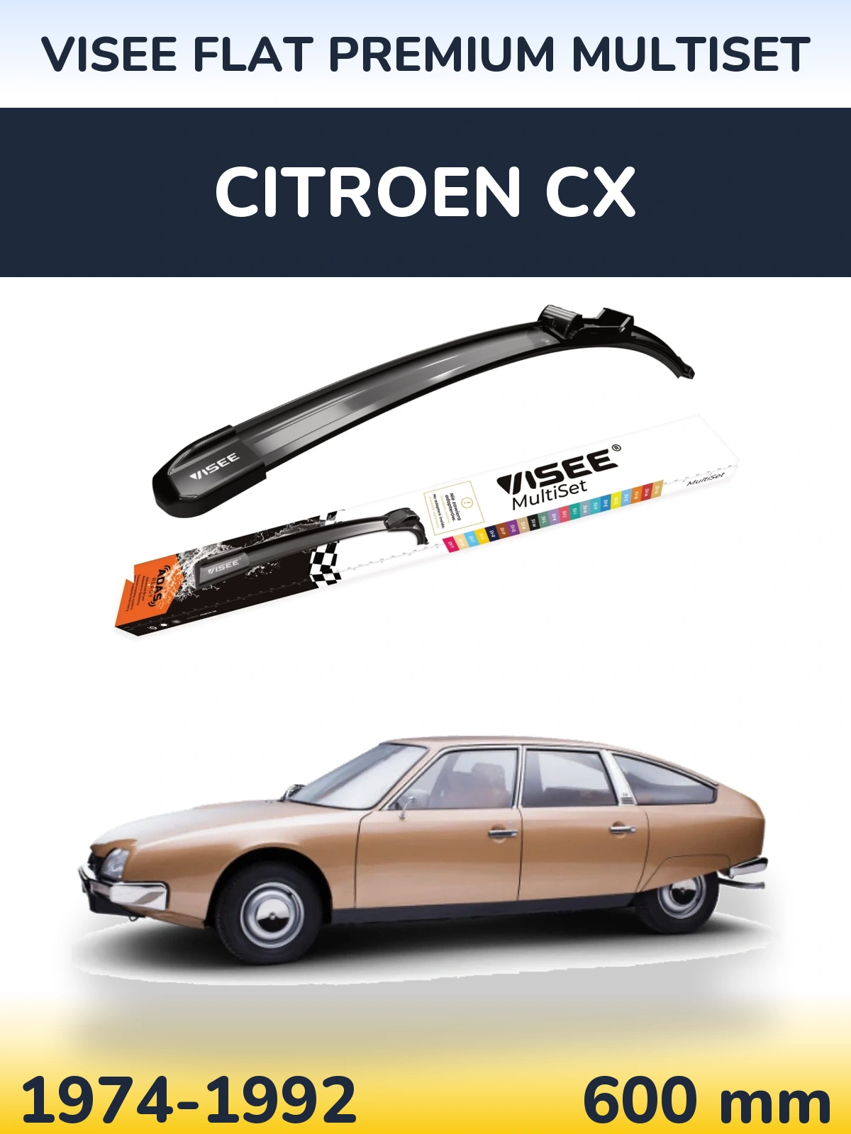 Передний дворник VISEE FLAT PREMIUM MultiSet 600 мм для Citroen CX 1974-1992