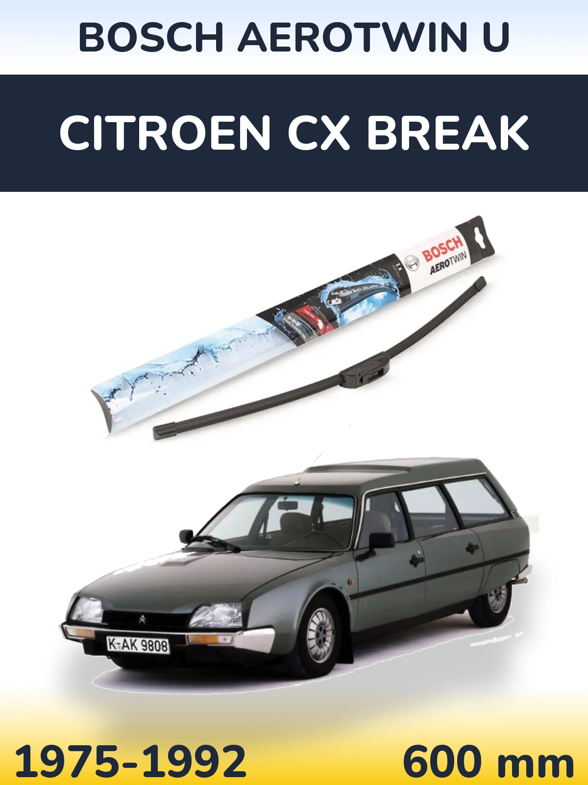 Przednia wycieraczka BOSCH AeroTwin U 600 mm do Citroen CX Break 1975-1992