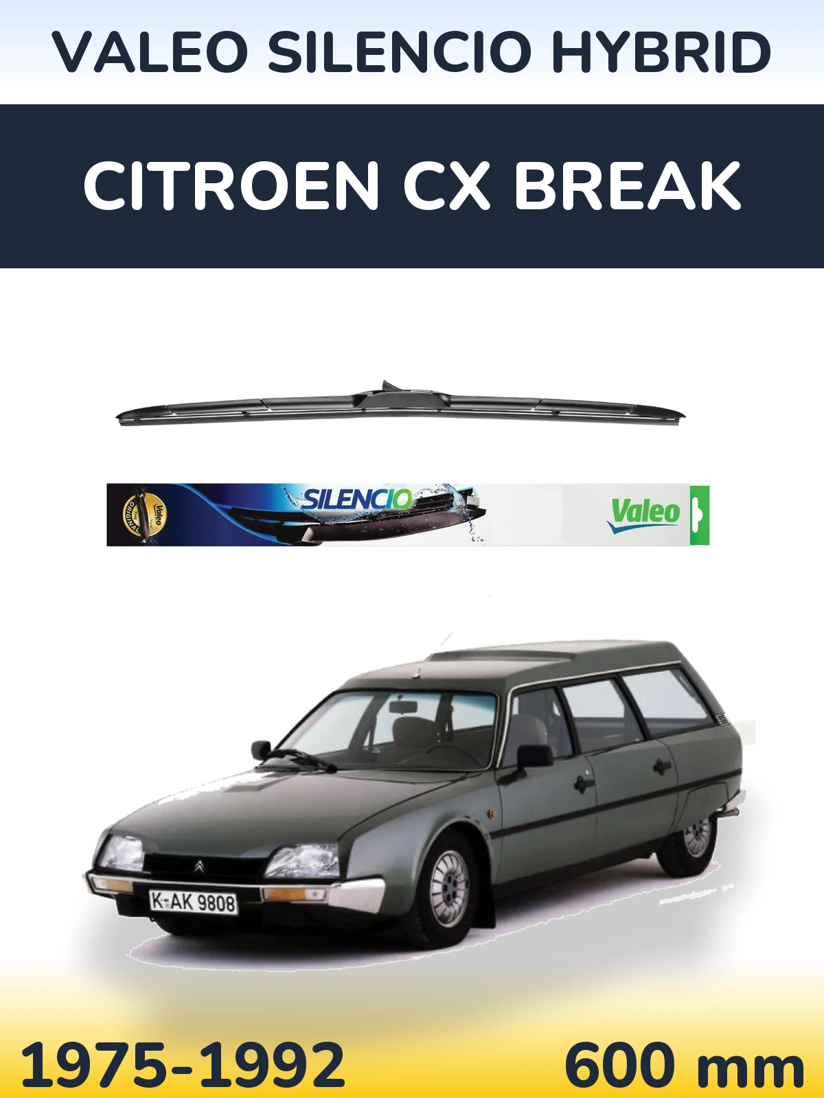 Przednia wycieraczka Valeo Silencio Hybrid 600 mm do Citroen CX Break 1975-1992