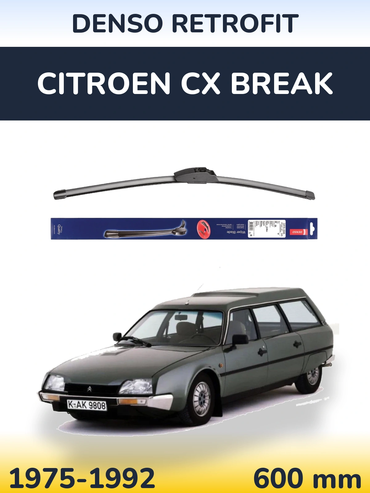 Передний дворник Denso Retrofit 600 мм для Citroen CX Break 1975-1992