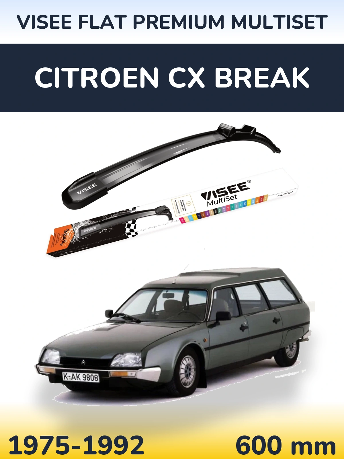 Передний дворник VISEE FLAT PREMIUM MultiSet 600 мм для Citroen CX Break 1975-1992