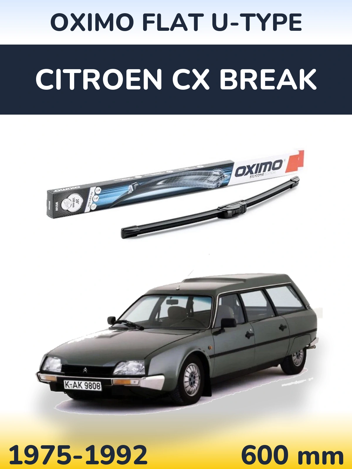 Przednia wycieraczka Oximo Flat U-type 600 mm do Citroen CX Break 1975-1992
