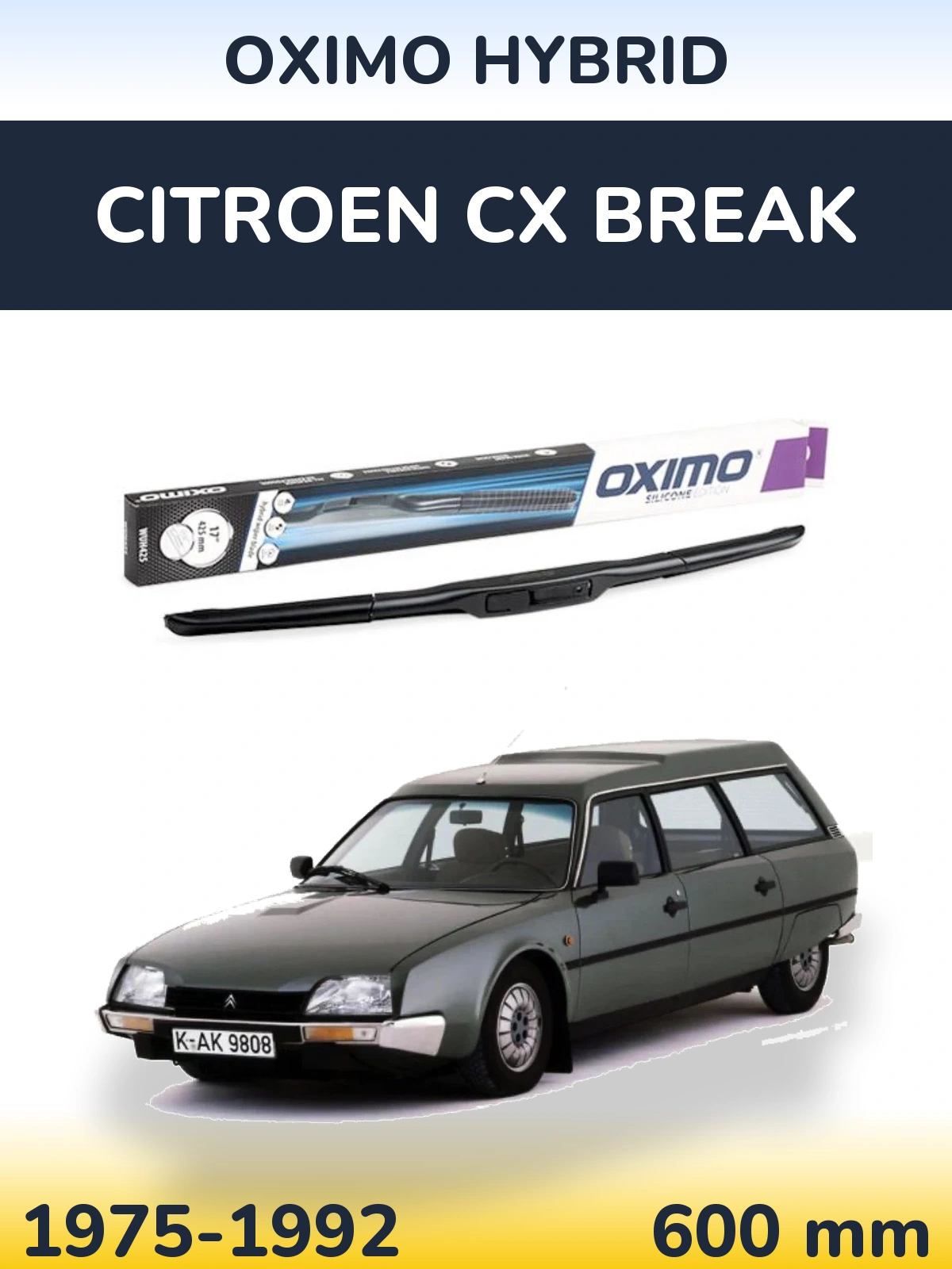 Передний дворник Oximo Hybrid 600 мм для Citroen CX Break 1975-1992