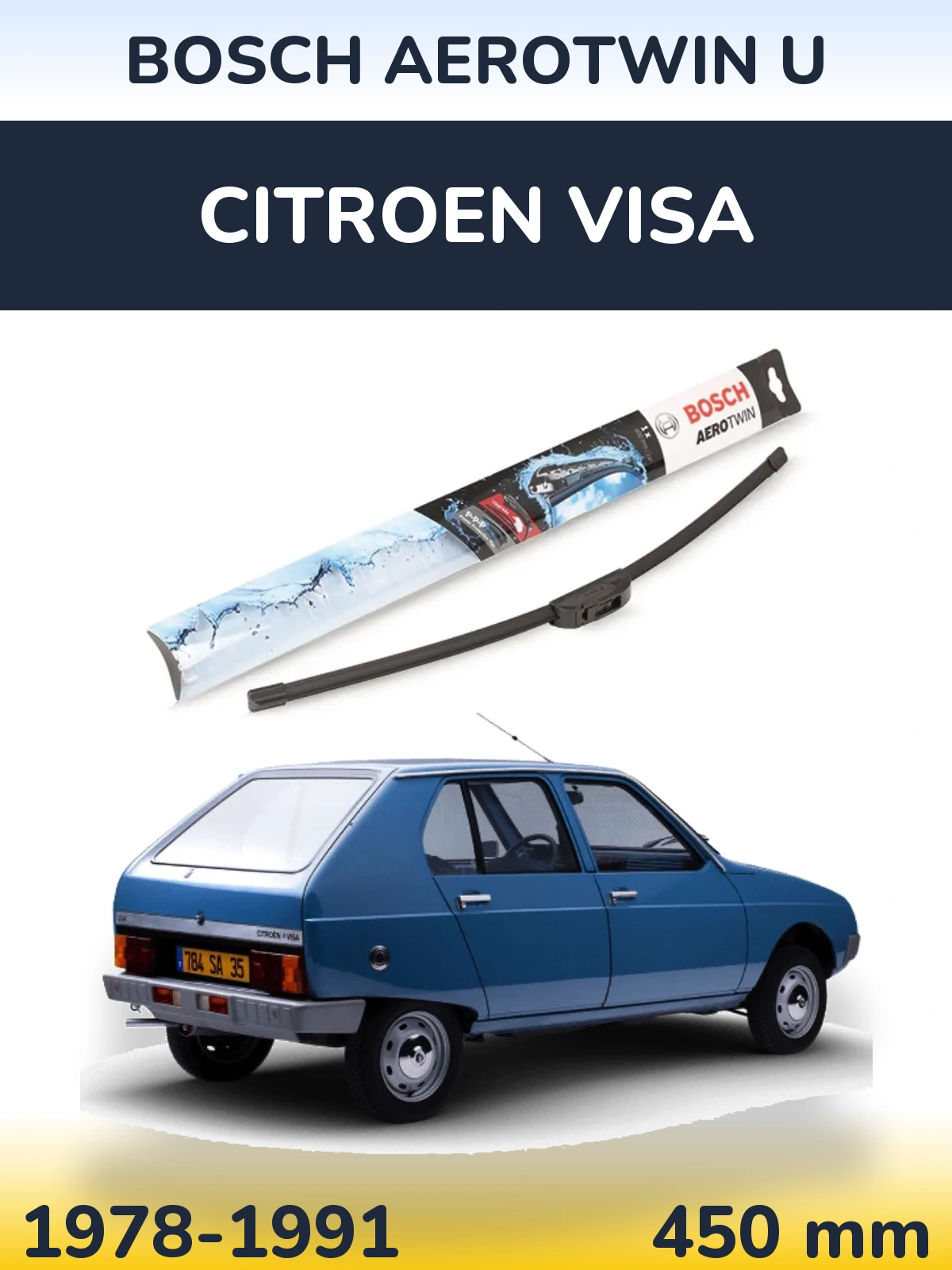 Передний дворник BOSCH AeroTwin U 450 мм для Citroen Visa 1978-1991