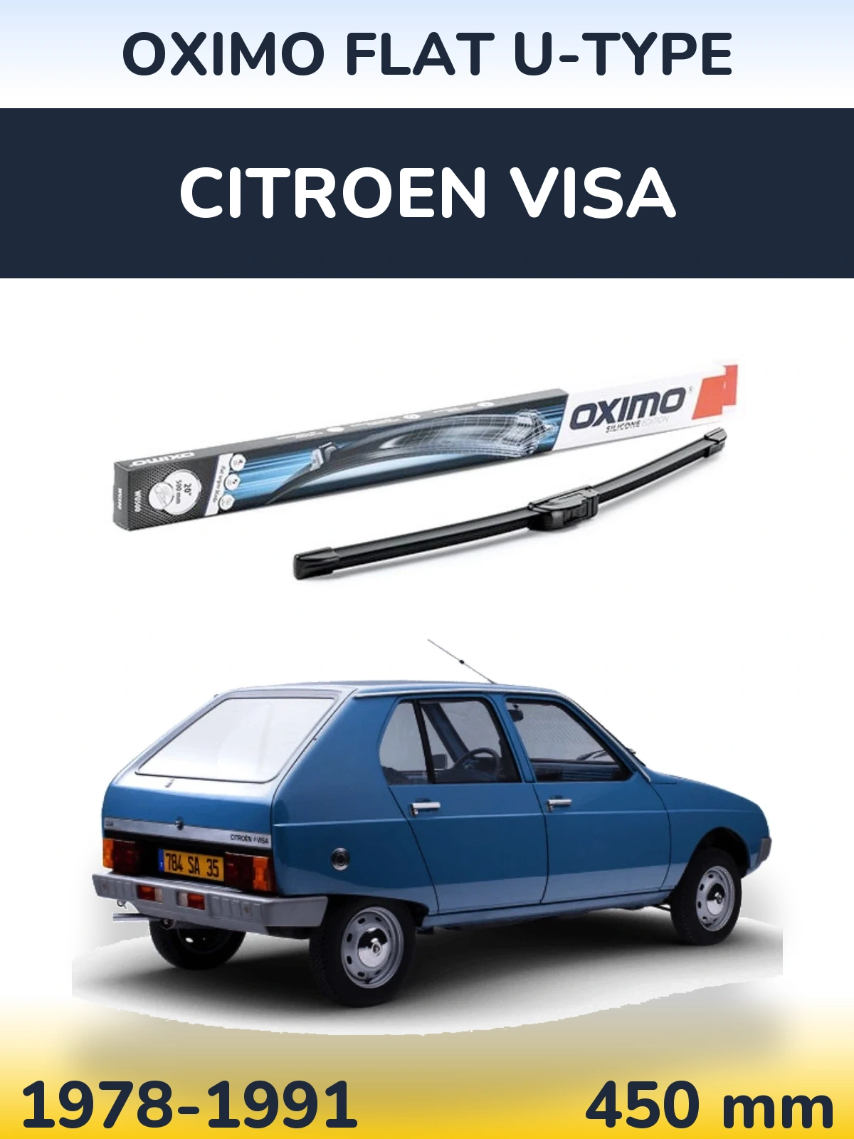 Przednia wycieraczka Oximo Flat U-type 450 mm do Citroen Visa 1978-1991