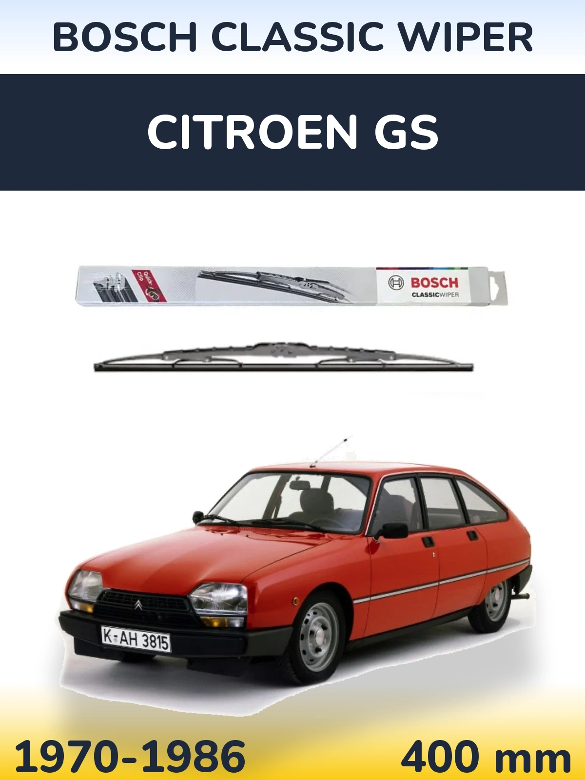 Задний дворник BOSCH Classic Wiper 400 мм для Citroen GS 1970-1986