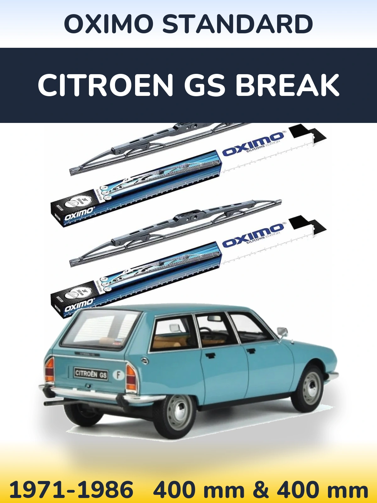 Komplet przednich wycieraczek Oximo Standard 400 & 400 mm do Citroen GS Break 1971-1986